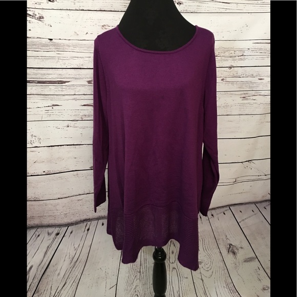 Avenue Sweaters - Avenue Purple A-line Sweater
